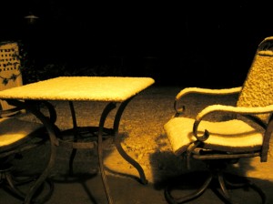 There's snow on my patio!