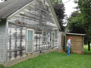 Outside his childhood bedroom window